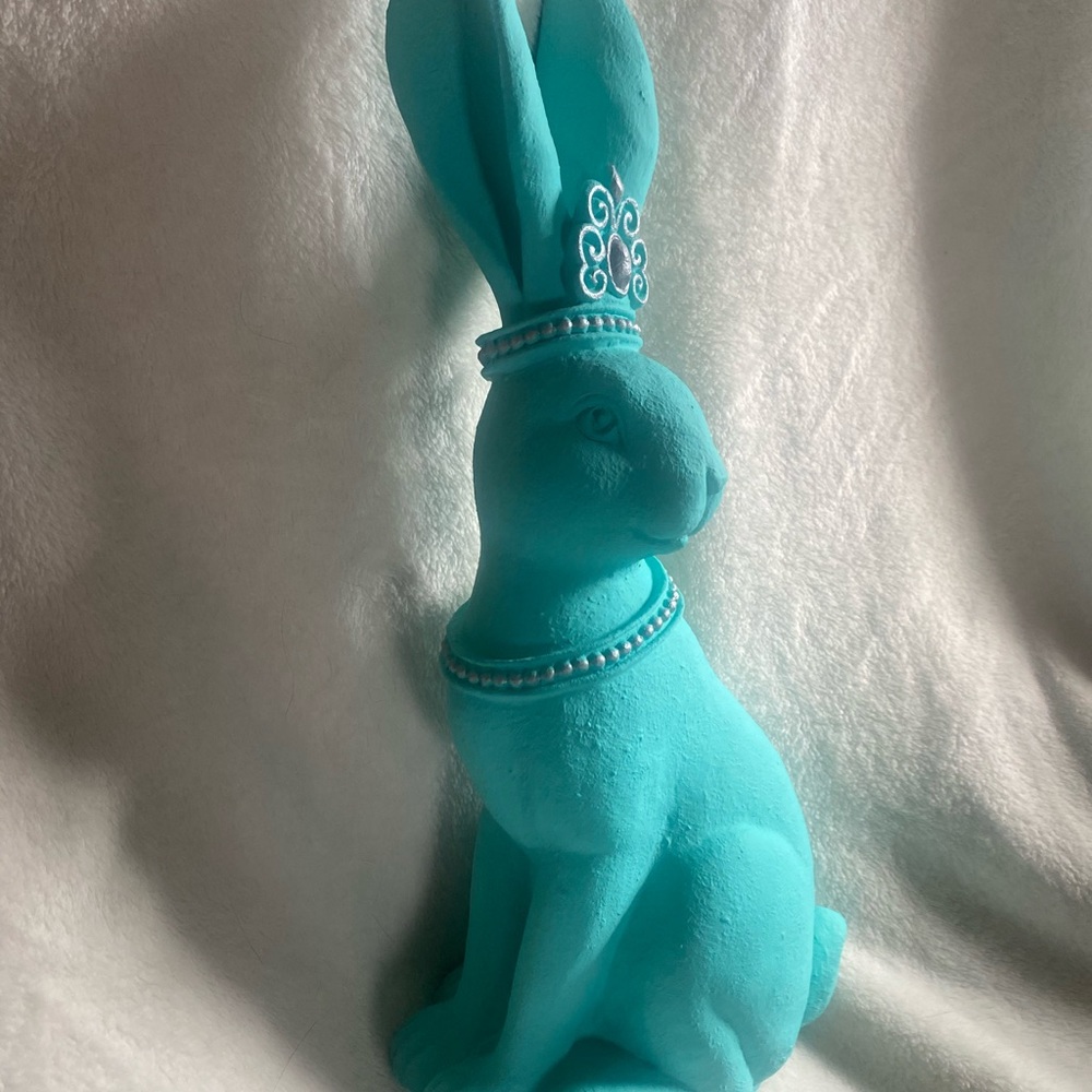 Tiffany Blue Paint Bunny Statue Large 1.3 ft tall